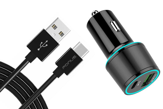 image of Quick Car Charger 36W 2-Port USB Cable Type-C PD  Power Adapter  - BFL91 1336-1