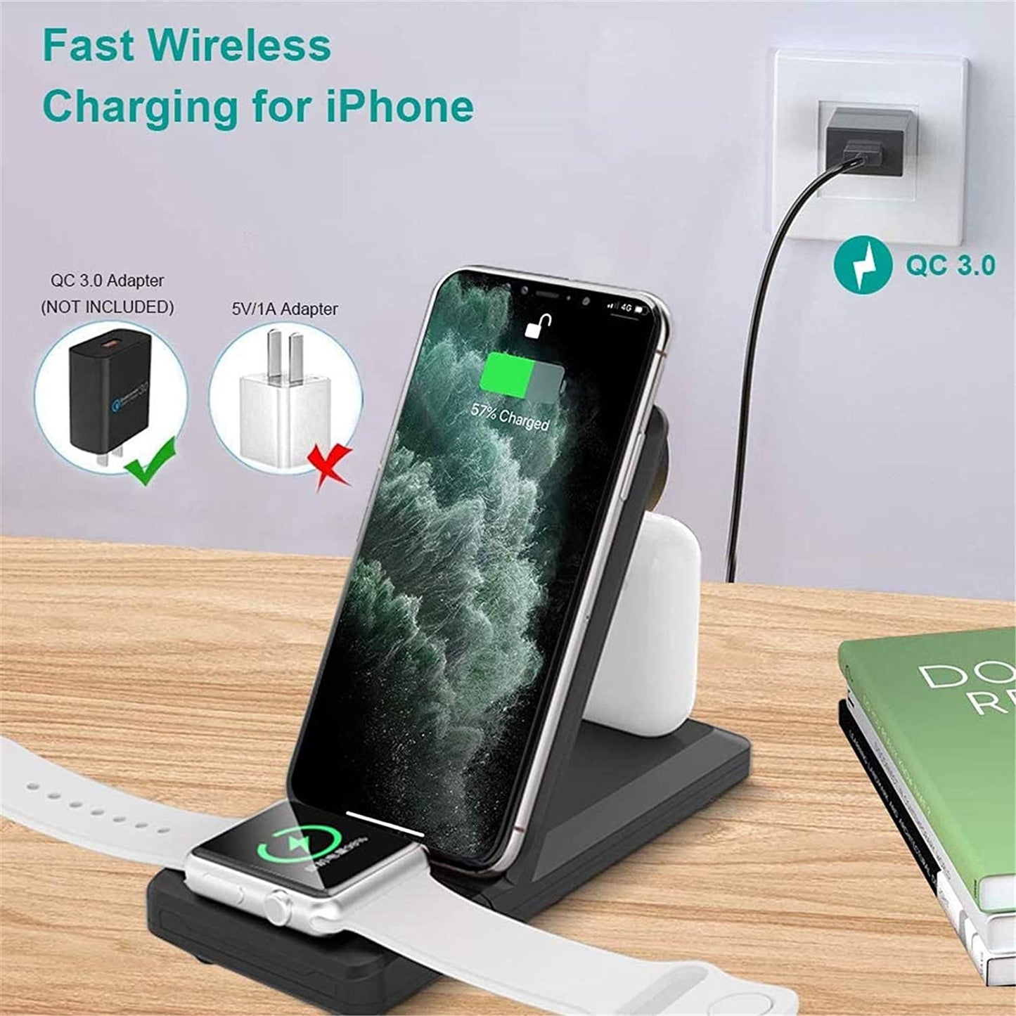 Wireless Charger 15W Fast Folding Stand 2-Coils Charging Pad  - BFZ82 1704-5