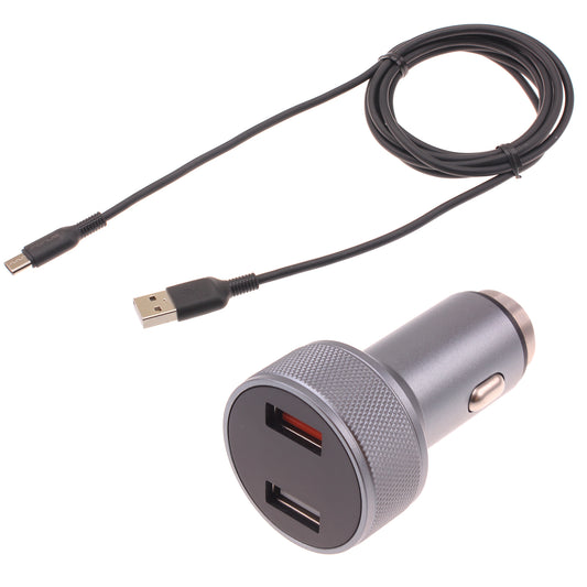 image of Car Charger 24W Fast 2-Port 6ft USB-C Cable DC Socket Power  - BFE15 1497-1