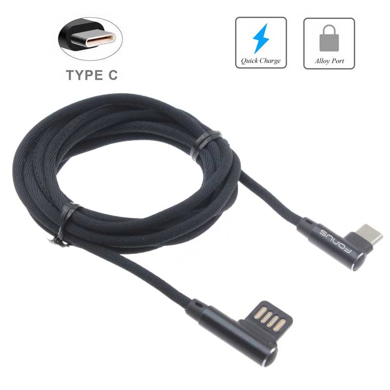 6ft and 10ft Long USB-C Cable Angle Cord for Gaming Fast Charge Type-C Power Wire 90 Degree  - BFY77 1804-6